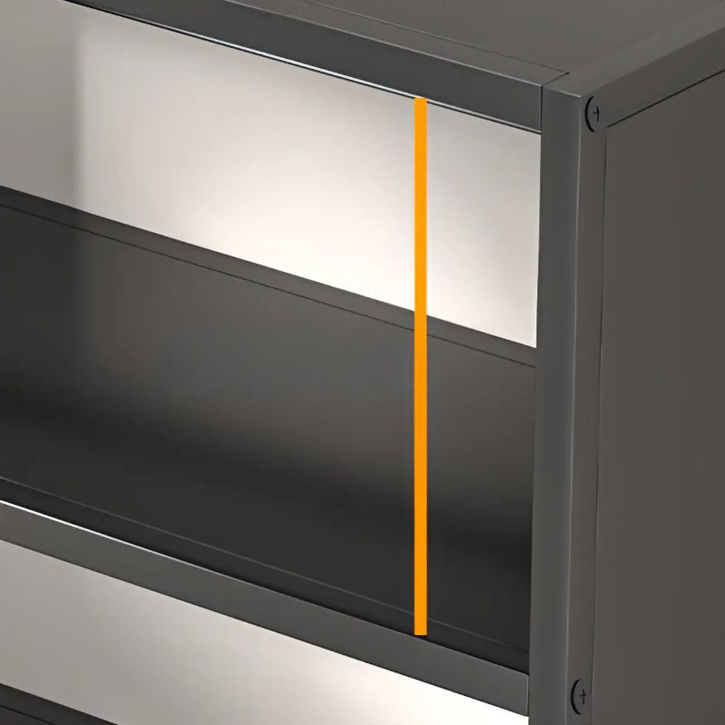 Bibliothèque verticale à six niveaux en métal noir avec dos ouvert