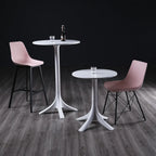 Tables de bar rondes blanches à plateau fixe en synthétique tendance
