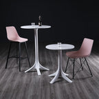 Tables de bar rondes blanches à plateau fixe en synthétique tendance