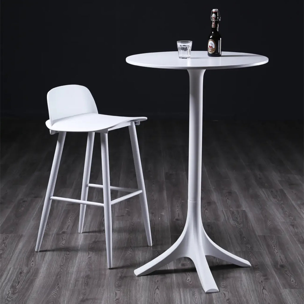 Tables de bar rondes blanches à plateau fixe en synthétique tendance