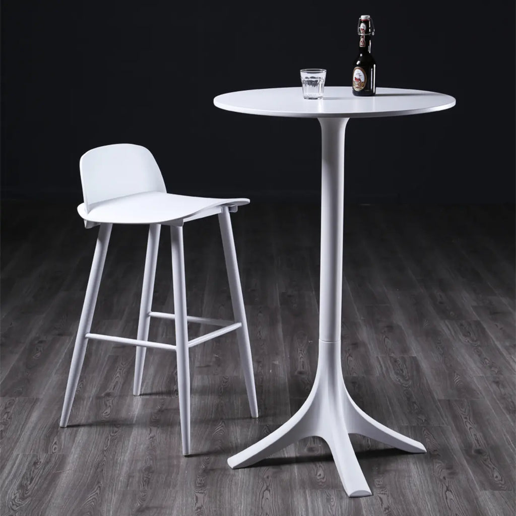 Tables de bar rondes blanches à plateau fixe en synthétique tendance