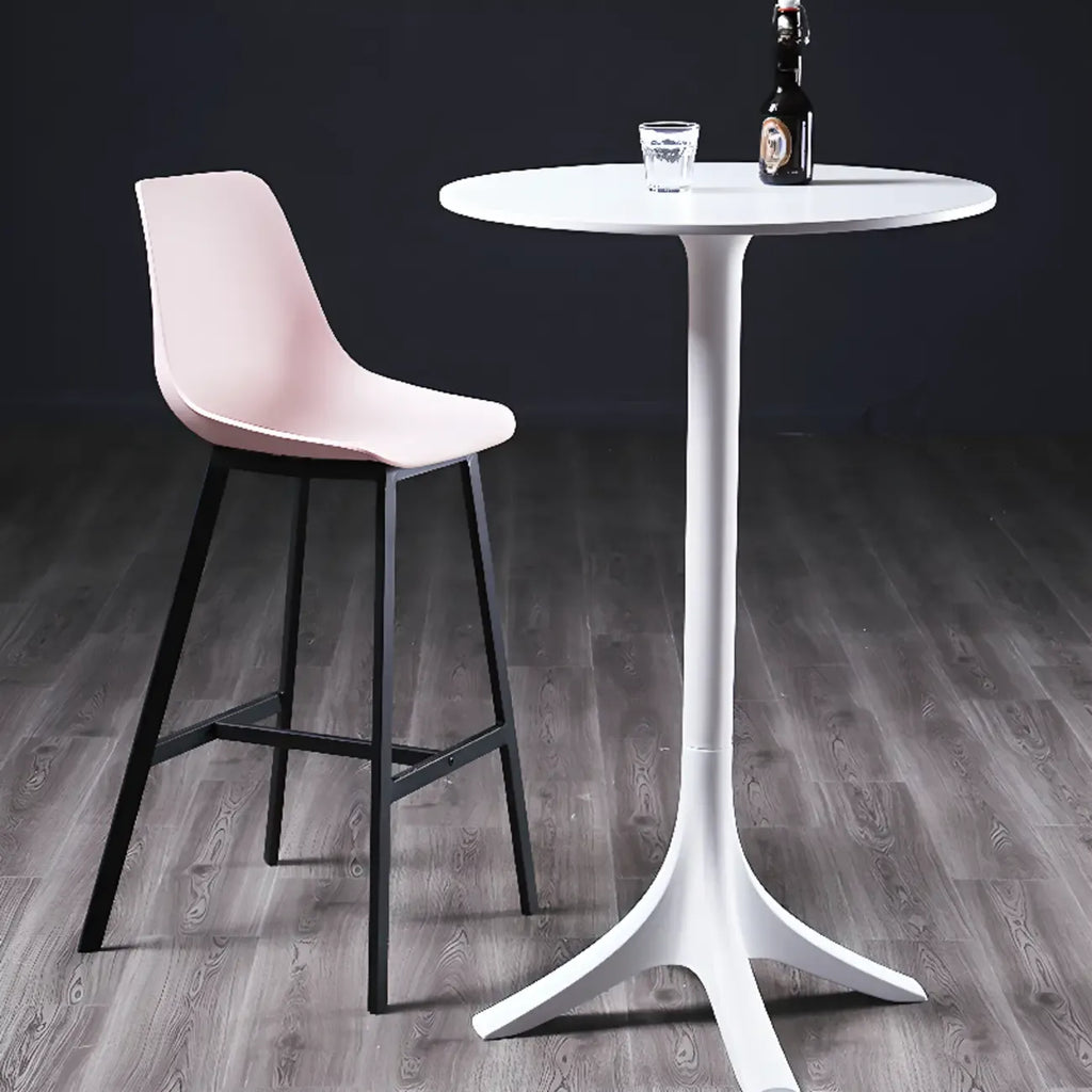 Tables de bar rondes blanches à plateau fixe en synthétique tendance