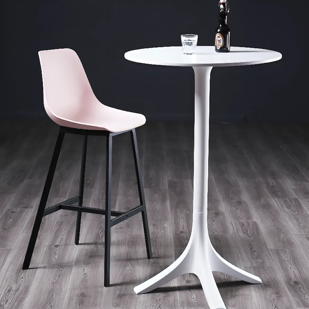 Tables de bar rondes blanches à plateau fixe en synthétique tendance