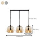 Suspension moderne à 3 lumières en sphère de verre pour îlot de cuisine