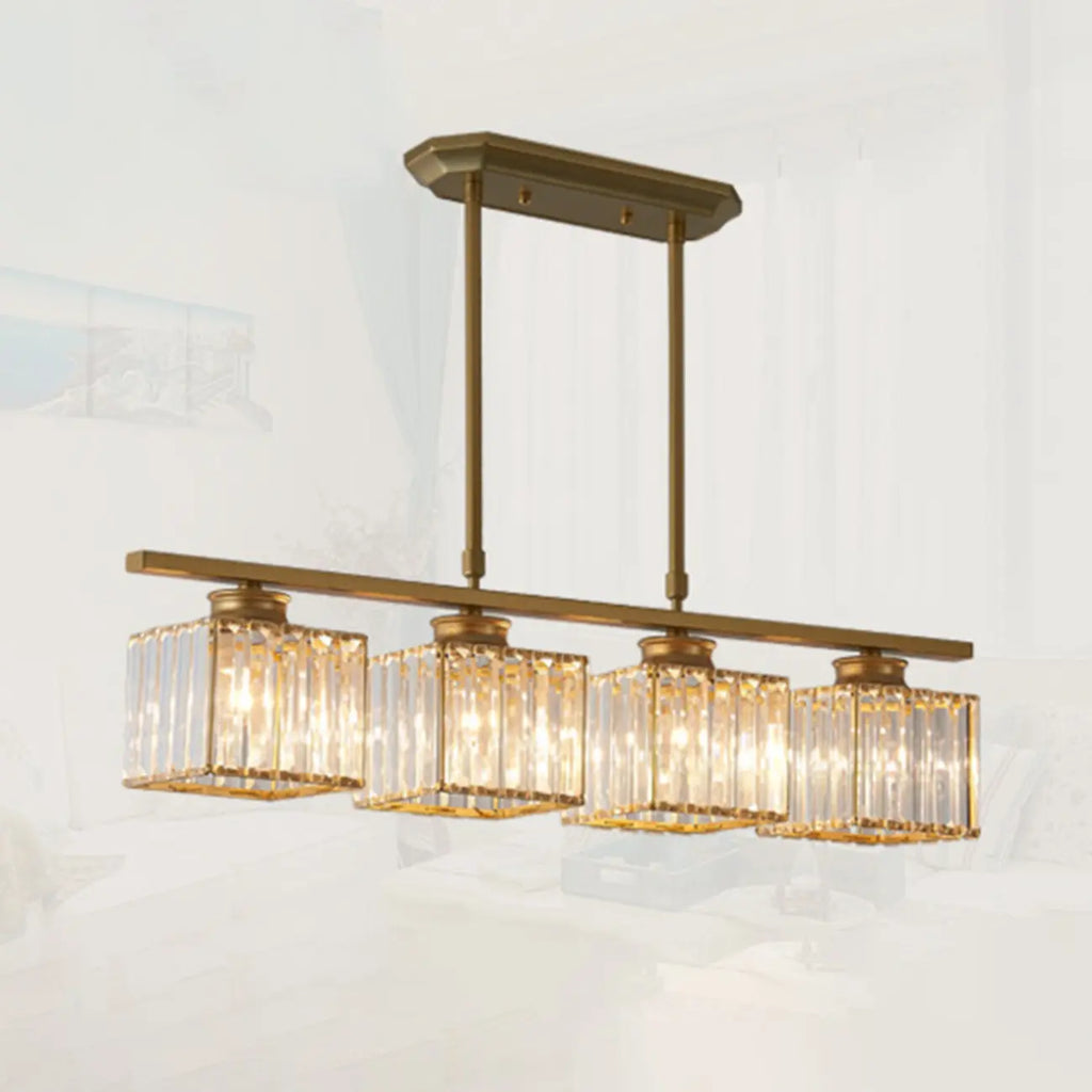 Lampadario a sospensione regolabile in metallo e cristallo con 3/4 luci per sala da pranzo