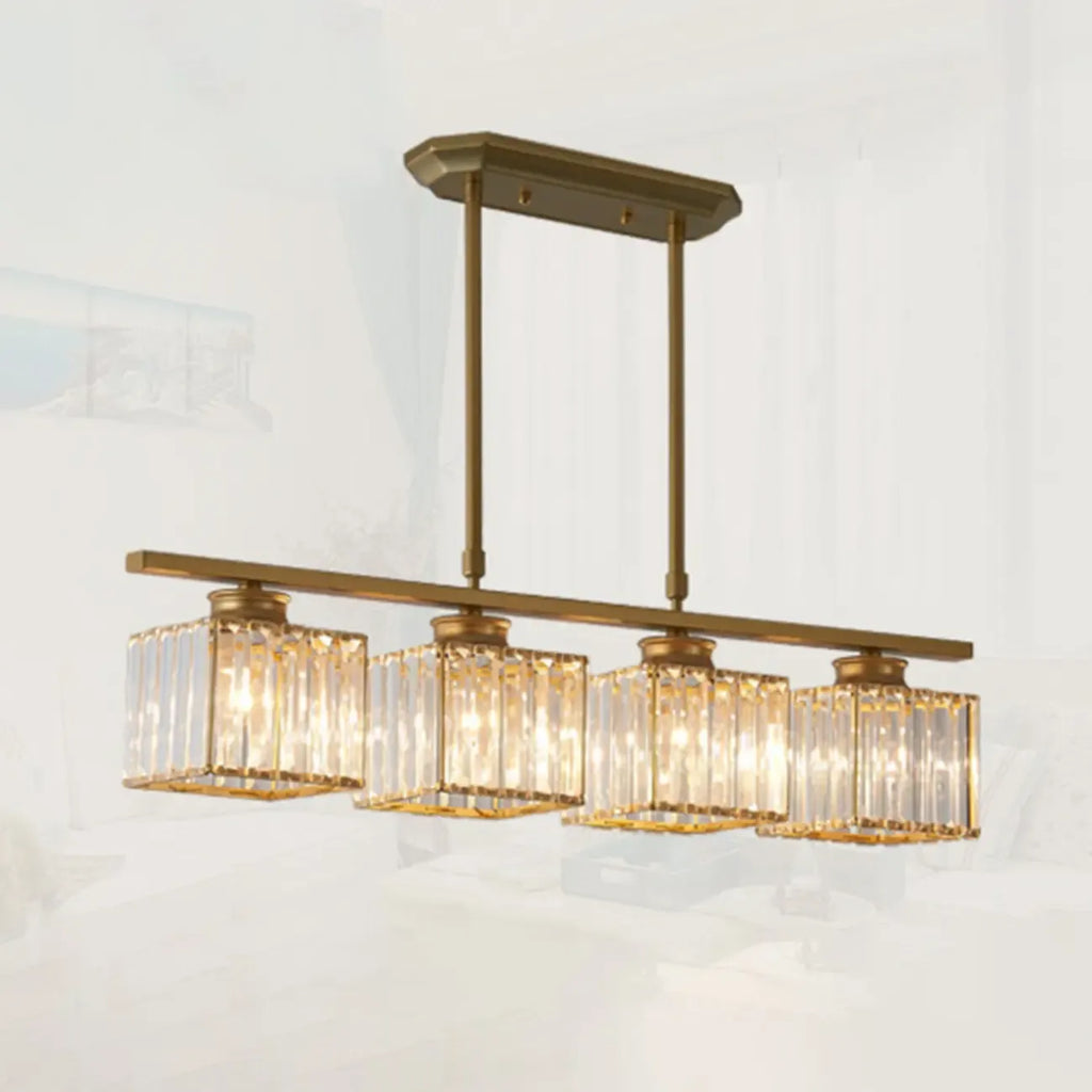 Lampadario a sospensione regolabile in metallo e cristallo con 3/4 luci per sala da pranzo