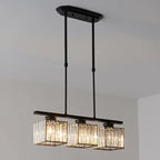Lampadario a sospensione regolabile in metallo e cristallo con 3/4 luci per sala da pranzo