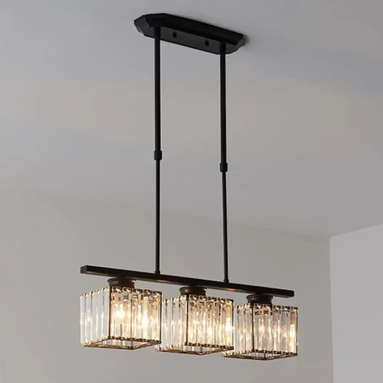Lampadario a sospensione regolabile in metallo e cristallo con 3/4 luci per sala da pranzo