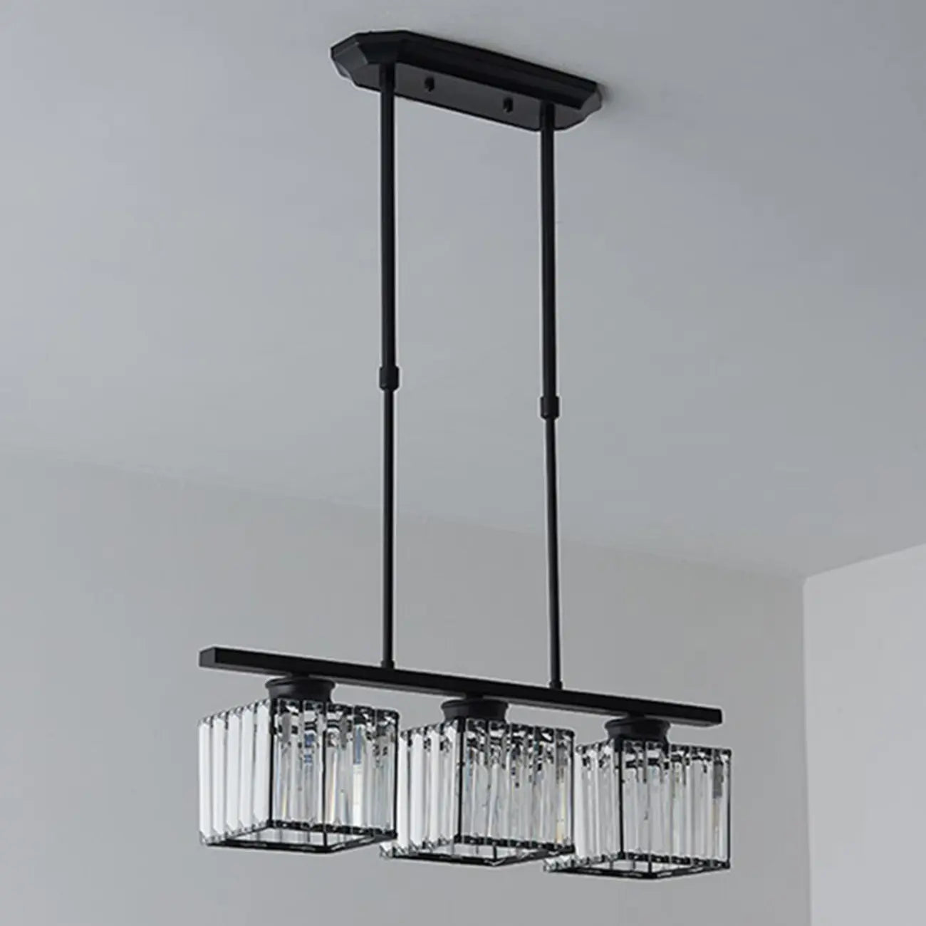 Lampadario a sospensione regolabile in metallo e cristallo con 3/4 luci per sala da pranzo