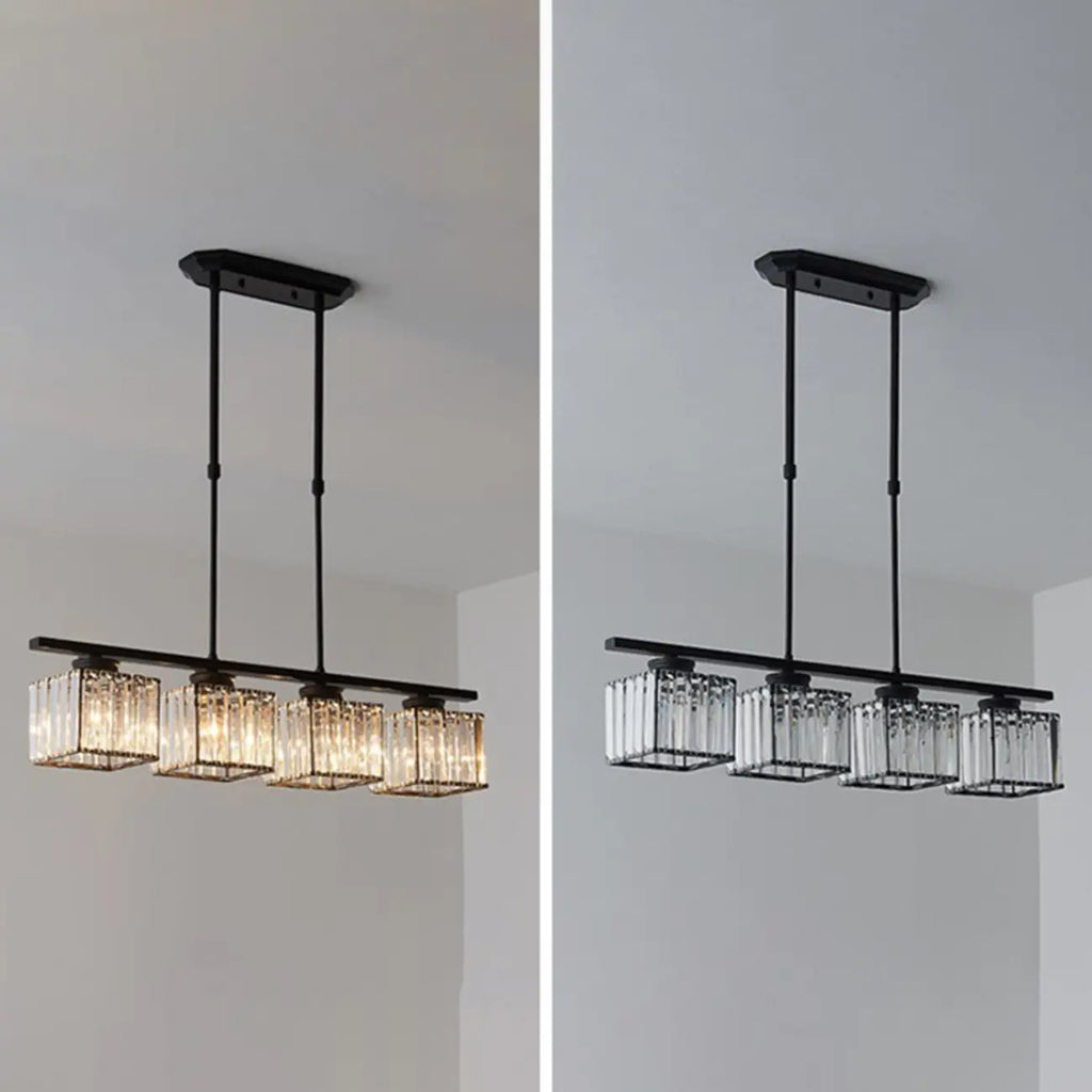 Lampadario a sospensione regolabile in metallo e cristallo con 3/4 luci per sala da pranzo