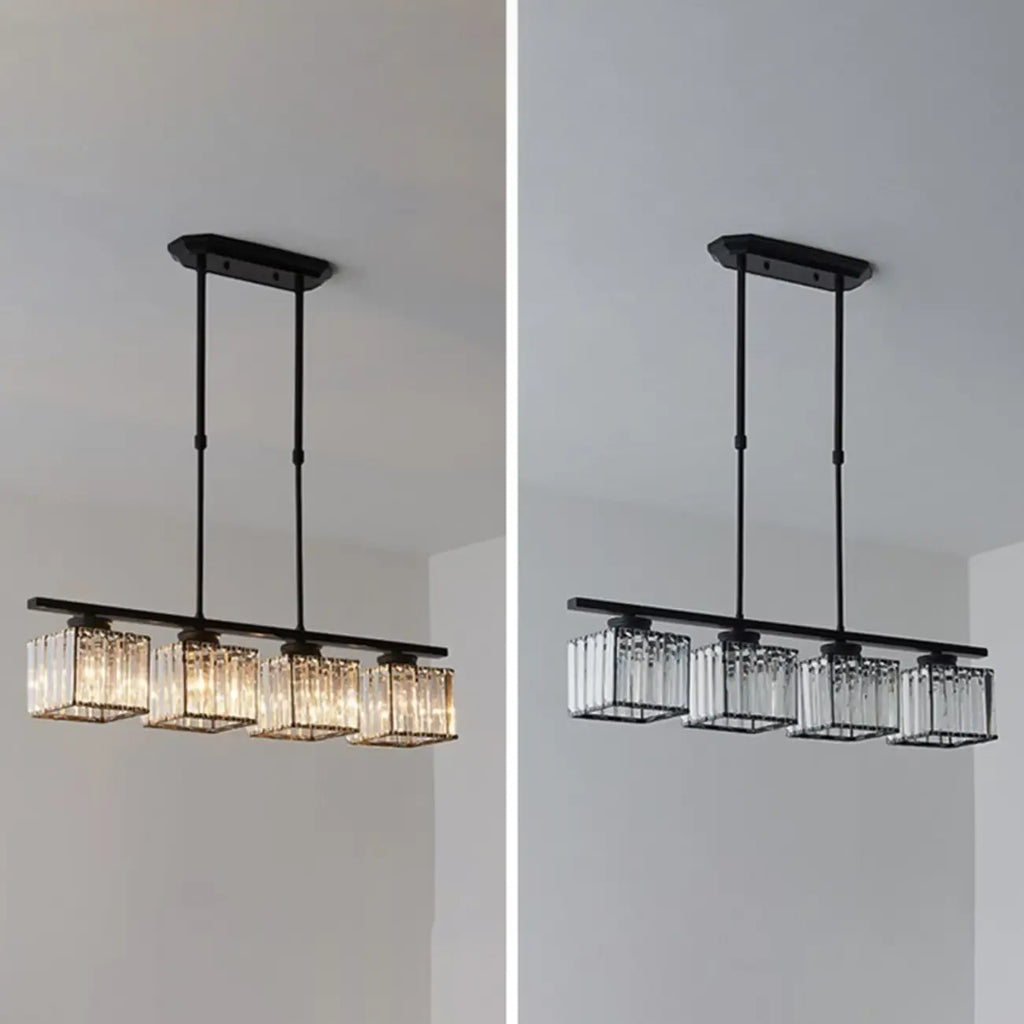 Lampadario a sospensione regolabile in metallo e cristallo con 3/4 luci per sala da pranzo