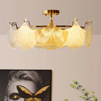 Plafonnier semi-encastré doré en forme de feuille de verre moderne