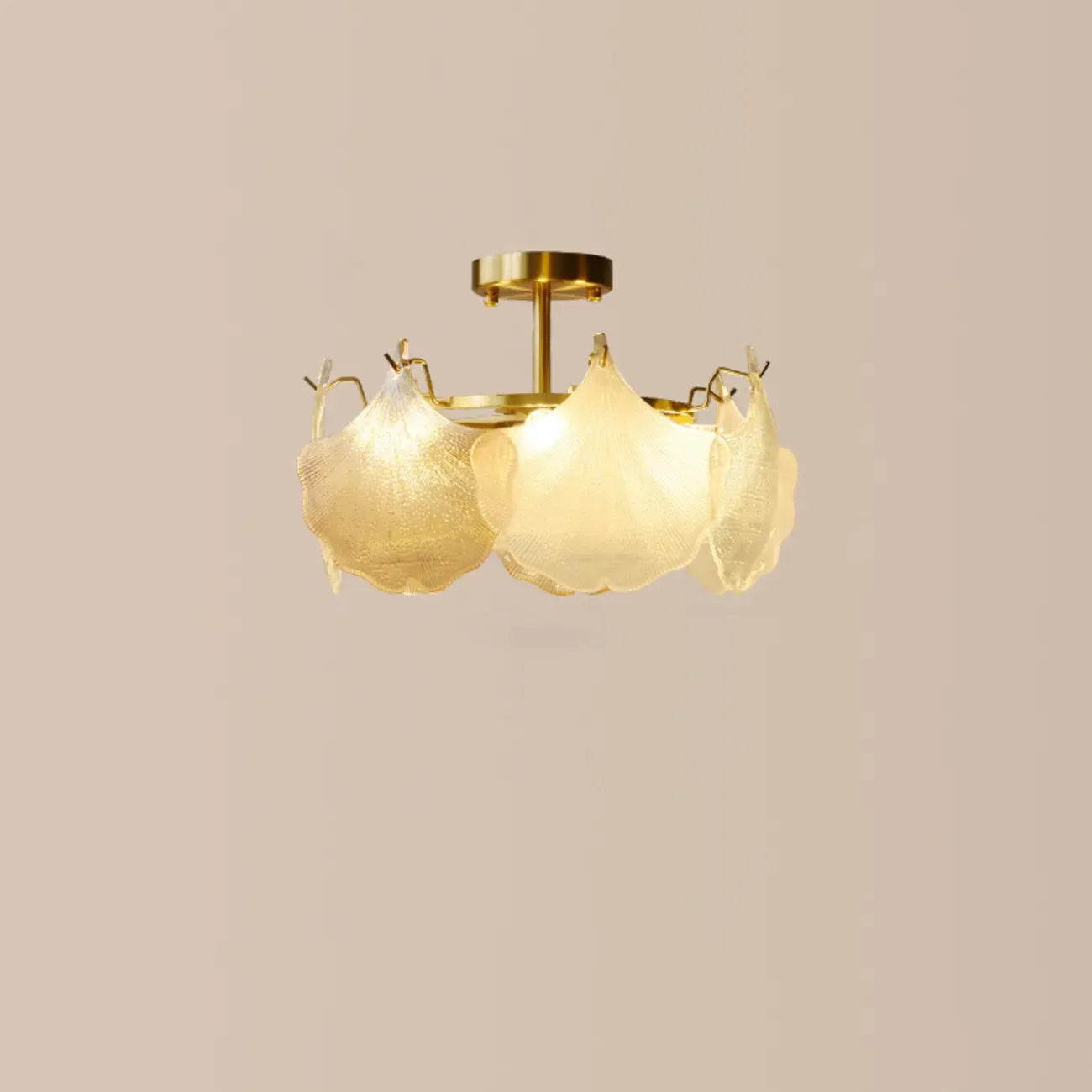 Plafonnier semi-encastré doré en forme de feuille de verre moderne