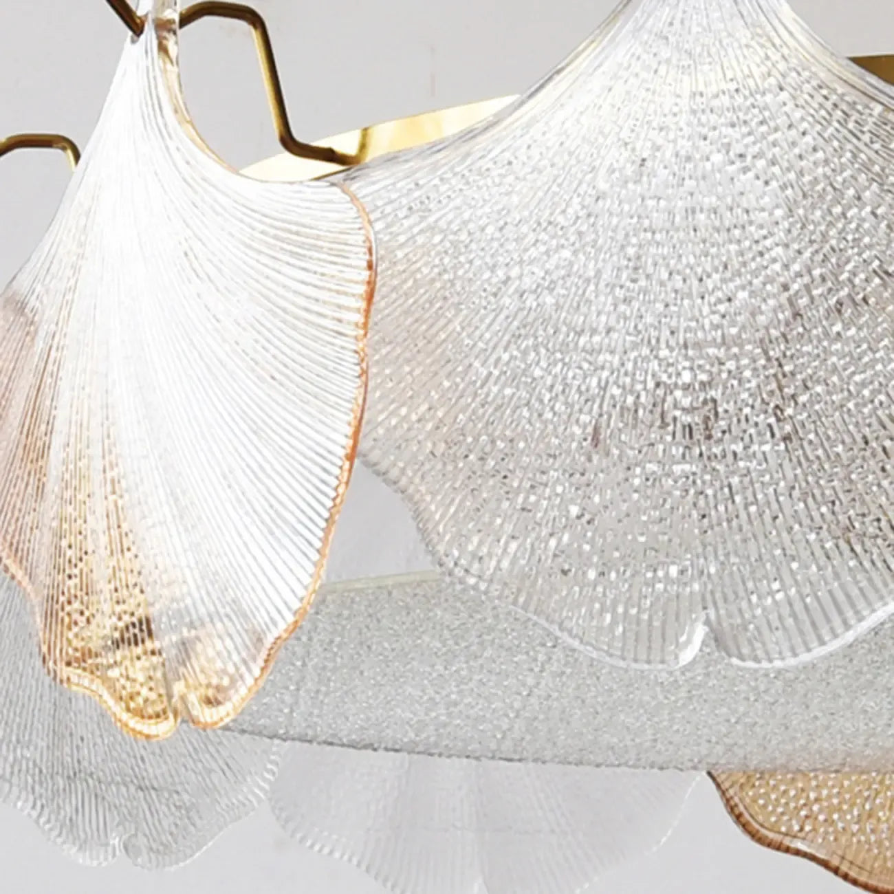 Plafonnier semi-encastré doré en forme de feuille de verre moderne