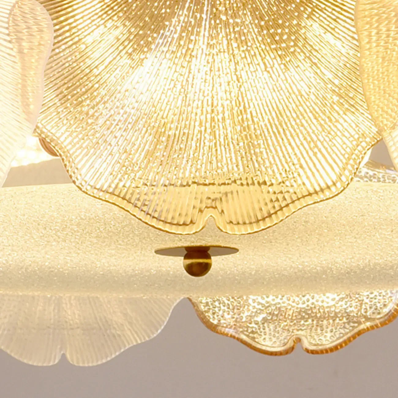 Plafonnier semi-encastré doré en forme de feuille de verre moderne