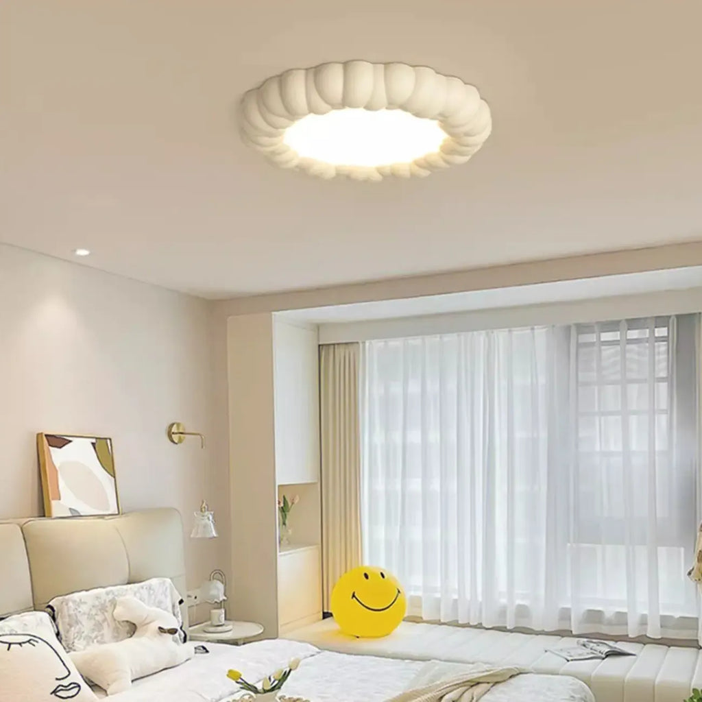 Plafoniera moderna rotonda a filo in resina da 19 pollici per l'arredamento della camera da letto