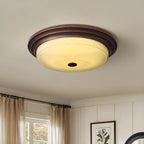 Plafonnier LED rond classique en métal marron et verre encastré