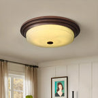 Plafonnier LED rond classique en métal marron et verre encastré
