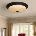 Plafonnier LED rond classique en métal marron et verre encastré