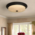 Plafonnier LED rond classique en métal marron et verre encastré