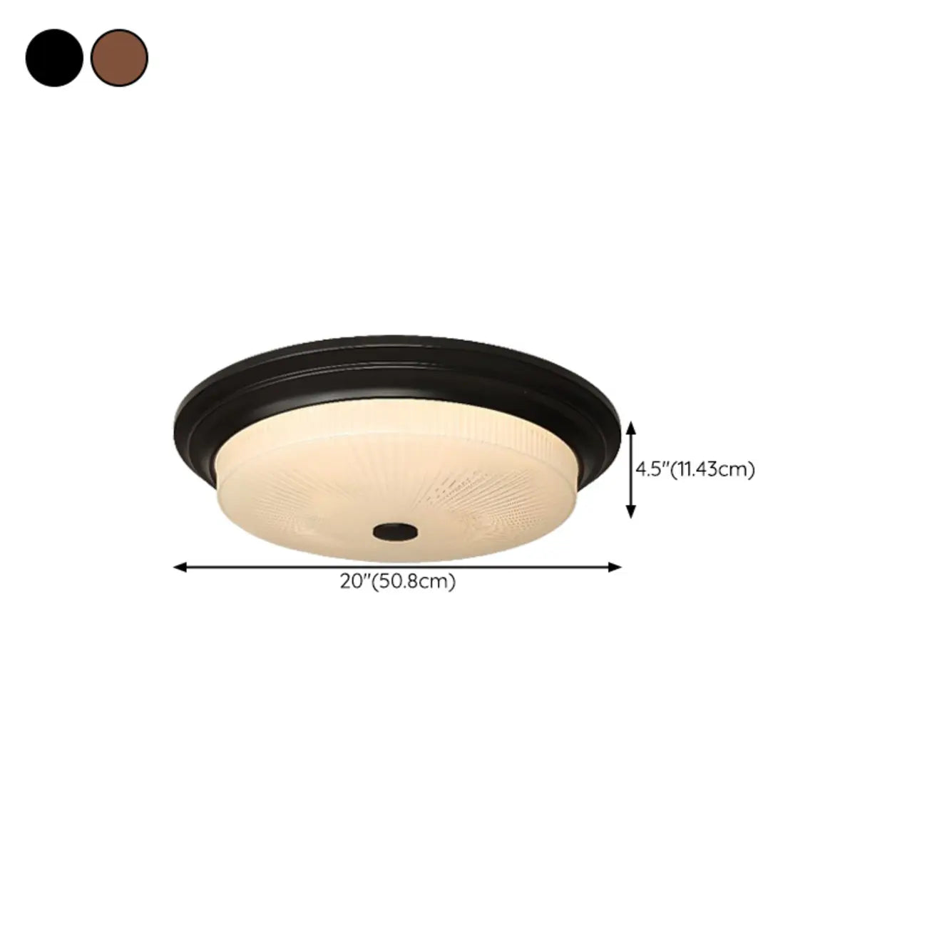 Plafonnier LED rond classique en métal marron et verre encastré