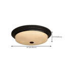 Plafonnier LED rond classique en métal marron et verre encastré