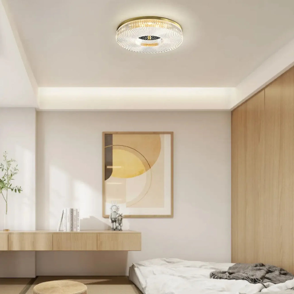 Plafonnier LED circulaire doré encastré pour la décoration de chambre