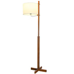 Lampadaire moderne en bois avec abat-jour en tissu, à brancher, pour salon