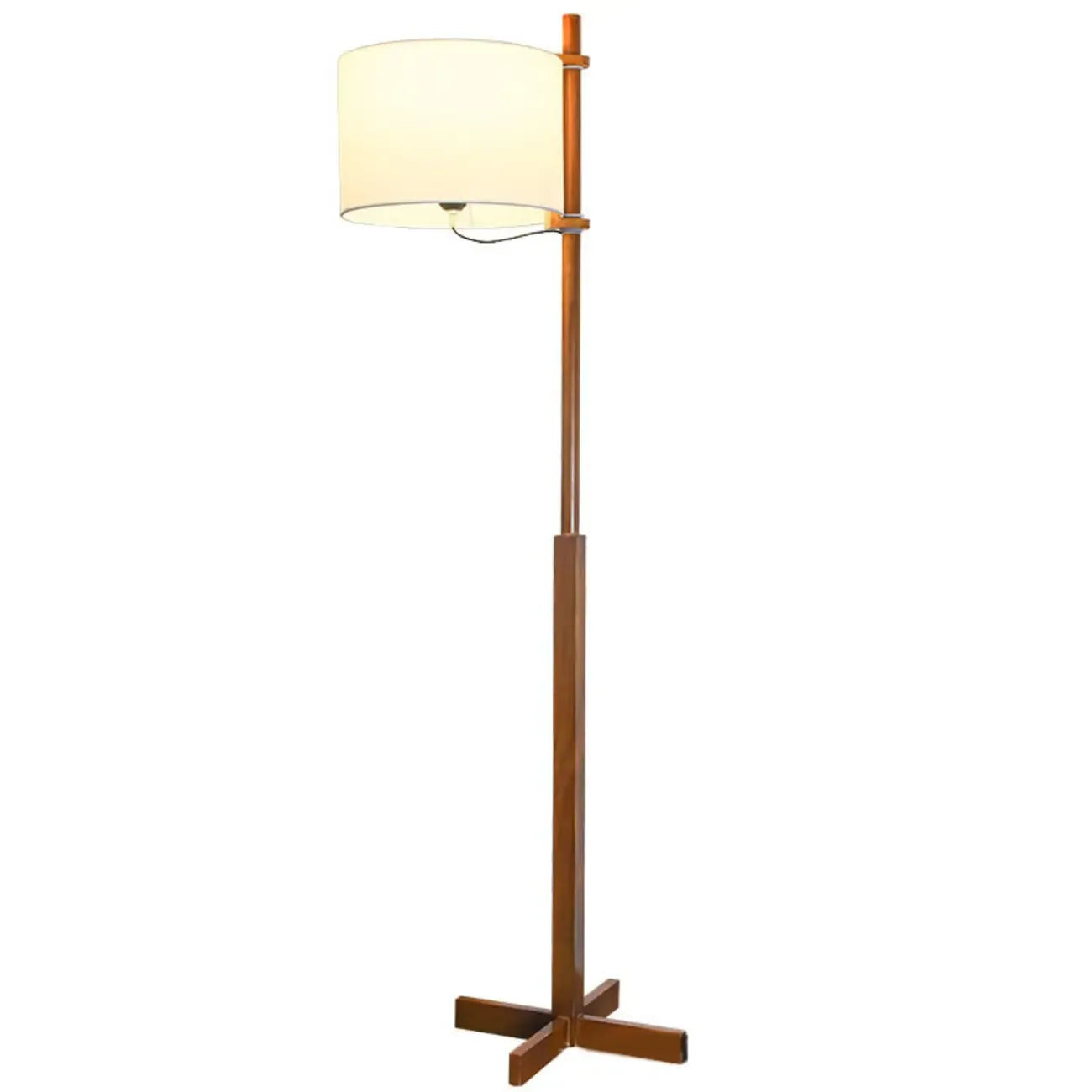 Lampadaire moderne en bois avec abat-jour en tissu, à brancher, pour salon