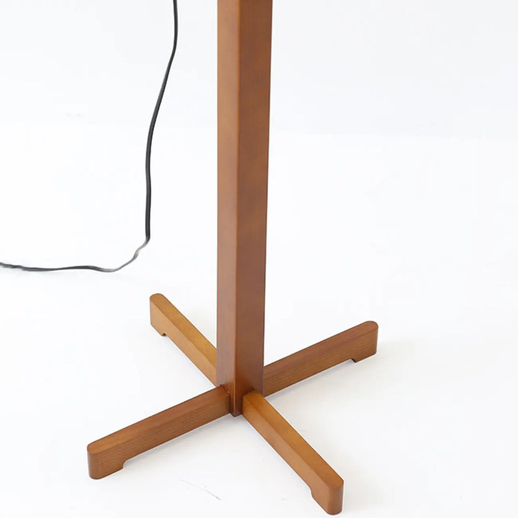 Lampadaire moderne en bois avec abat-jour en tissu, à brancher, pour salon