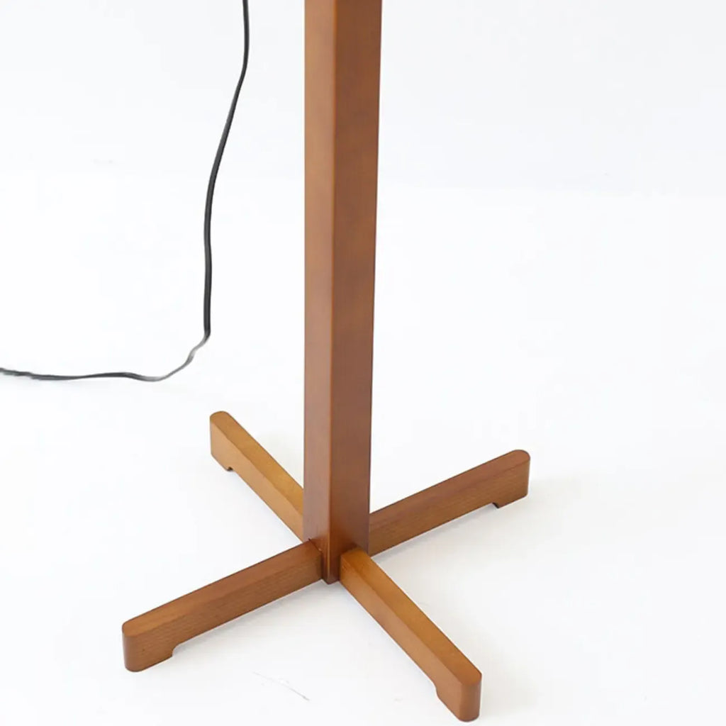 Lampadaire moderne en bois avec abat-jour en tissu, à brancher, pour salon
