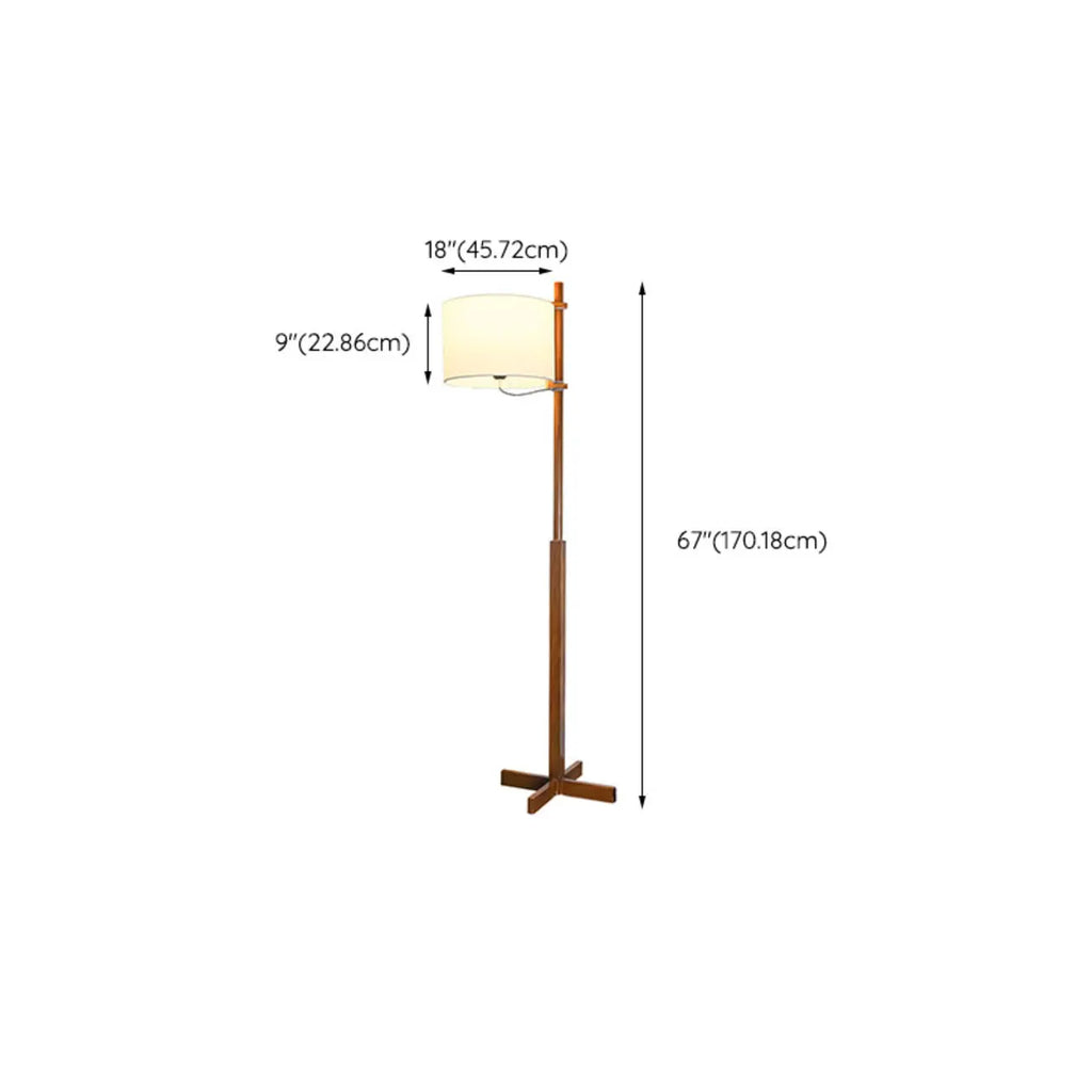 Lampadaire moderne en bois avec abat-jour en tissu, à brancher, pour salon