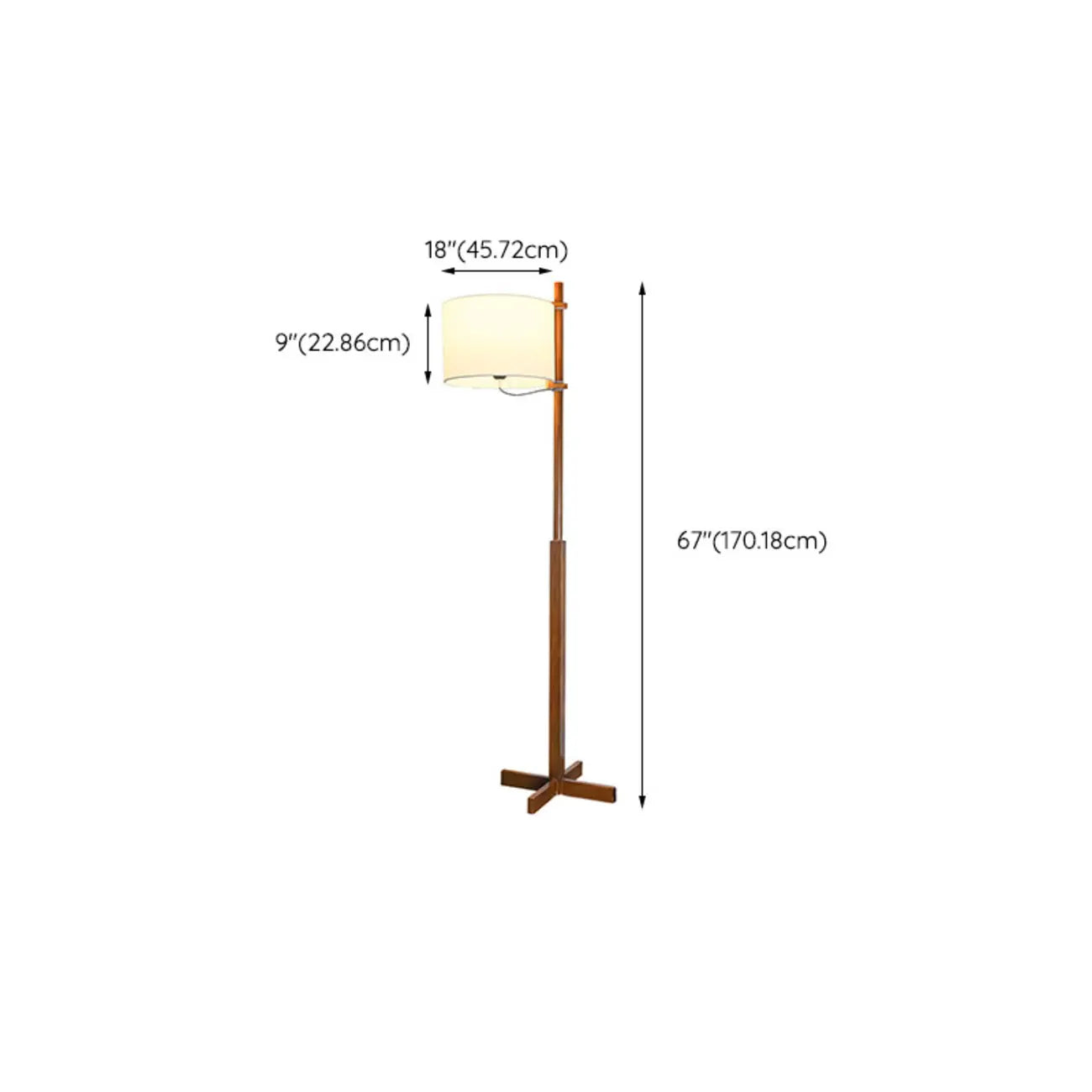 Lampadaire moderne en bois avec abat-jour en tissu, à brancher, pour salon