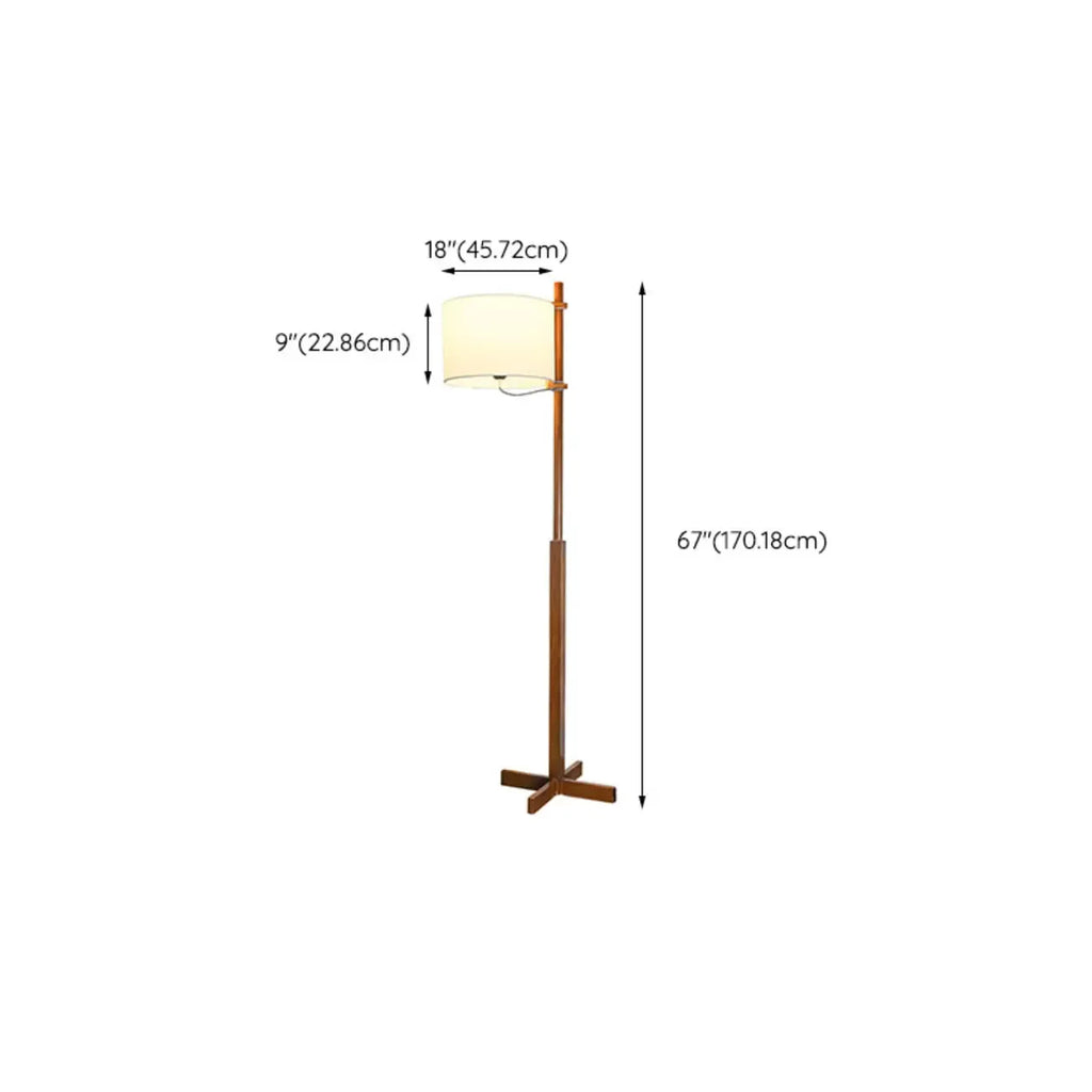 Lampadaire moderne en bois avec abat-jour en tissu, à brancher, pour salon