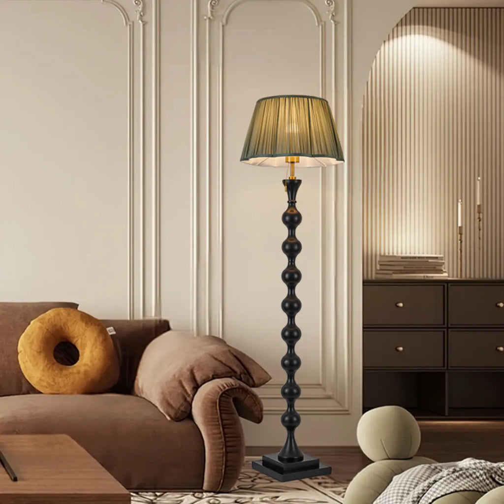 Lampadaire traditionnel en bois de 62 cm de haut avec abat-jour en tissu
