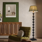 Lampadaire traditionnel en bois de 62 cm de haut avec abat-jour en tissu