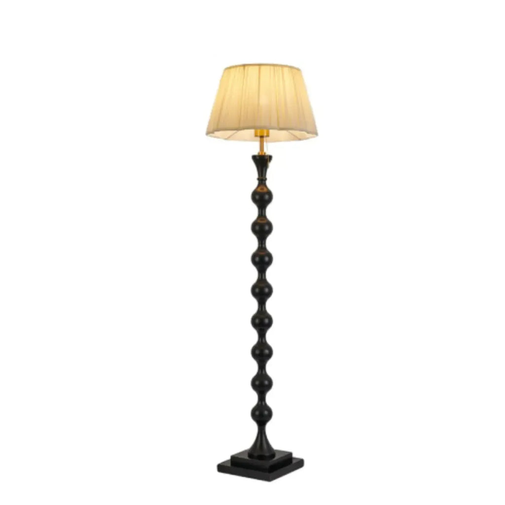 Lampadaire traditionnel en bois de 62 cm de haut avec abat-jour en tissu
