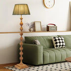 Lampadaire traditionnel en bois de 62 cm de haut avec abat-jour en tissu