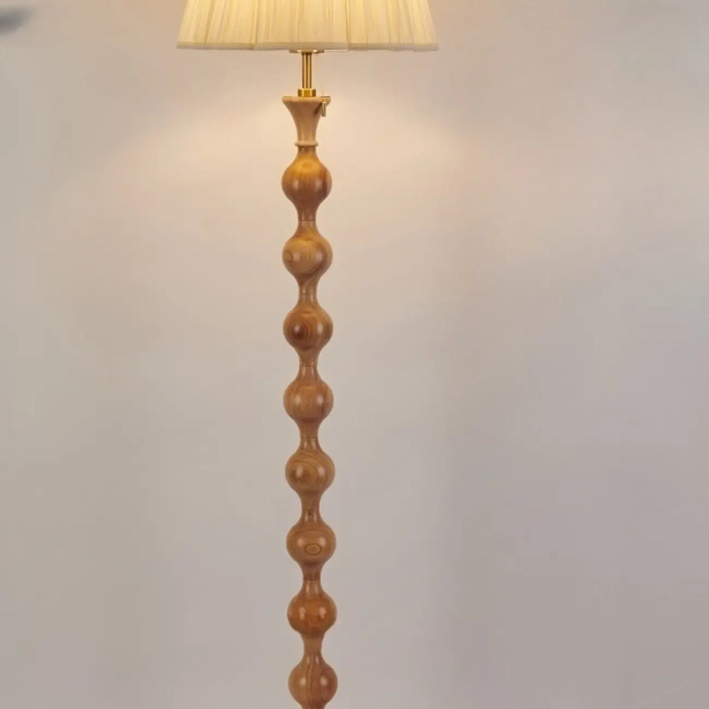 Lampadaire traditionnel en bois de 62 cm de haut avec abat-jour en tissu
