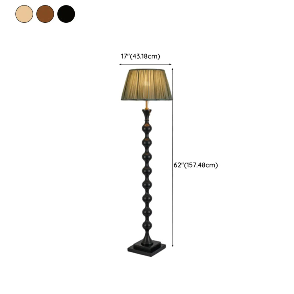 Lampadaire traditionnel en bois de 62 cm de haut avec abat-jour en tissu