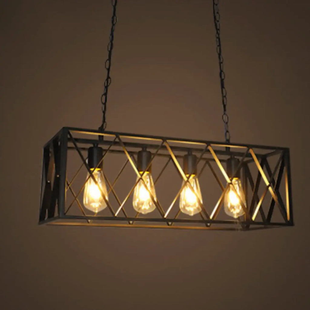 Lampadario a sospensione industriale in ferro nero opaco per isola cucina