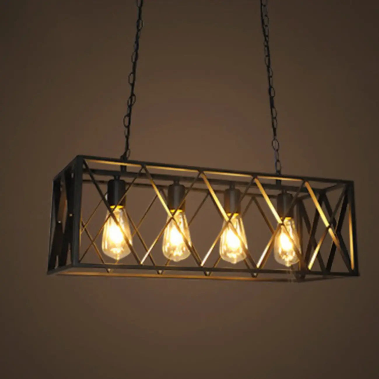 Lampadario a sospensione industriale in ferro nero opaco per isola cucina