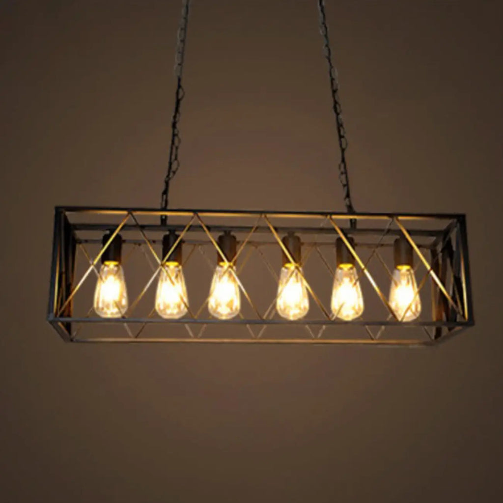 Lampadario a sospensione industriale in ferro nero opaco per isola cucina