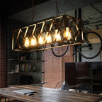 Lampadario a sospensione industriale in ferro nero opaco per isola cucina