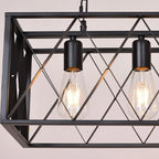 Lampadario a sospensione industriale in ferro nero opaco per isola cucina