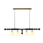 Lampadario da isola a 4 luci, moderno, in legno e vetro a cupola per cucina