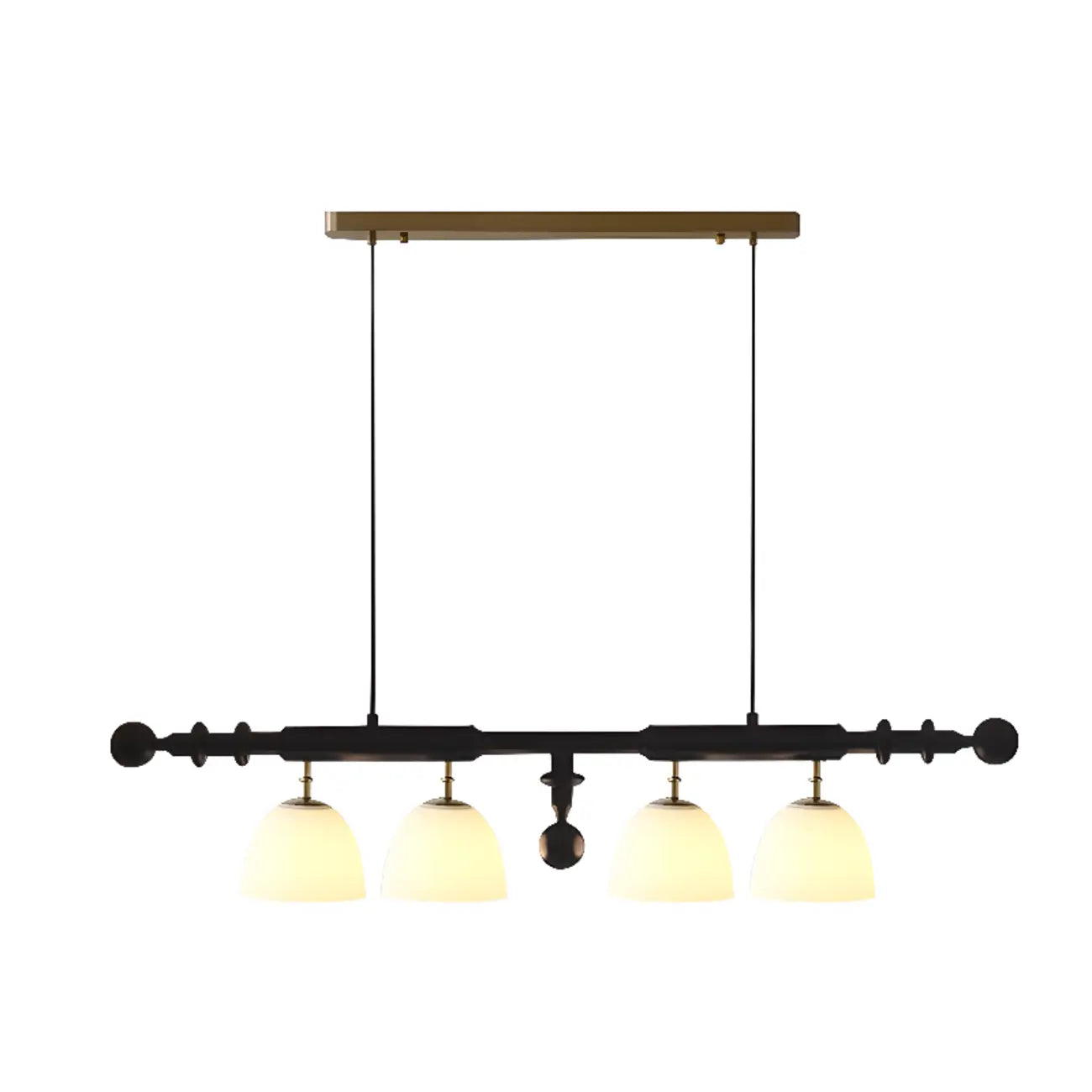 Lampadario da isola a 4 luci, moderno, in legno e vetro a cupola per cucina