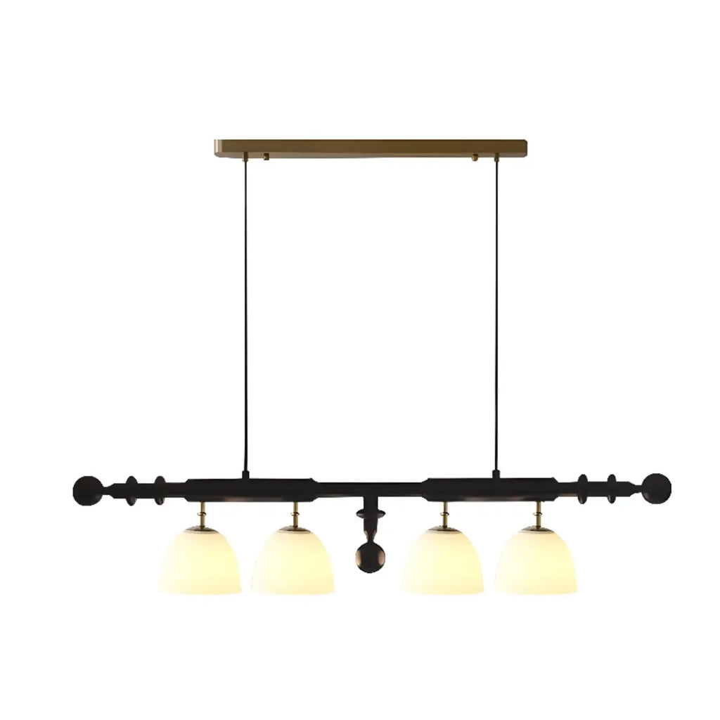 Lampadario da isola a 4 luci, moderno, in legno e vetro a cupola per cucina