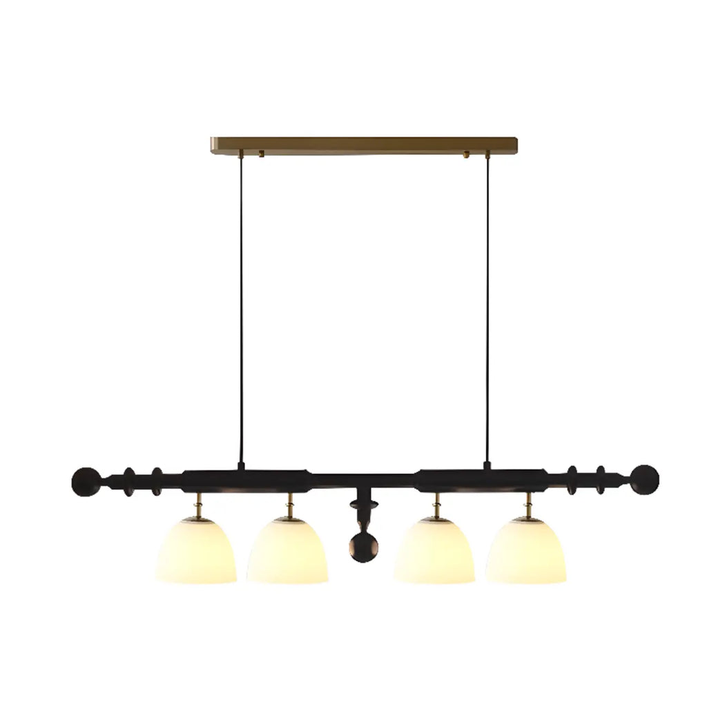 Lampadario da isola a 4 luci, moderno, in legno e vetro a cupola per cucina