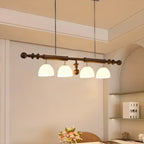 Lampadario da isola a 4 luci, moderno, in legno e vetro a cupola per cucina